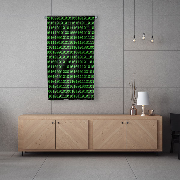 Binary Kod Desenli Teknoloji Duvar Flaması 5424