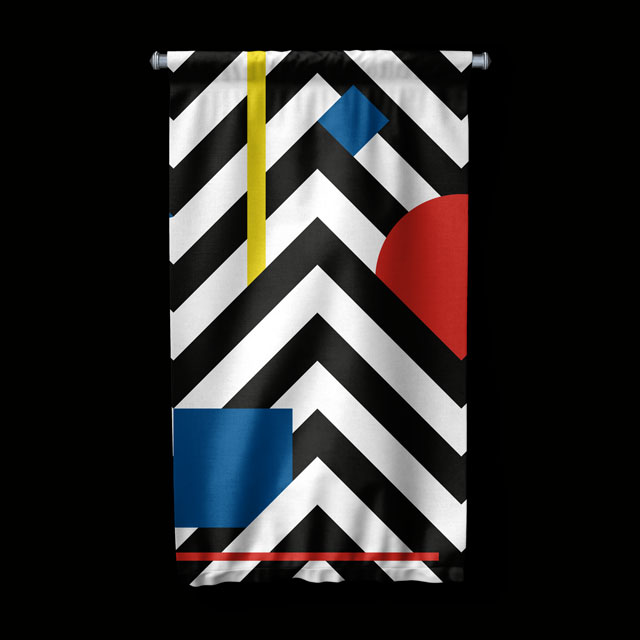 Modern Siyah Beyaz Çizgili ve Renkli Geometrik Duvar Flaması 5624