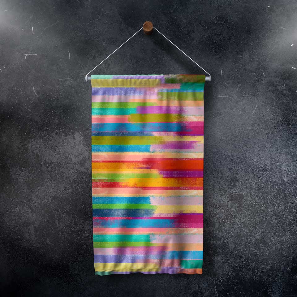 Renkli Çizgisel Soyut Sanat Duvar Flaması 4199