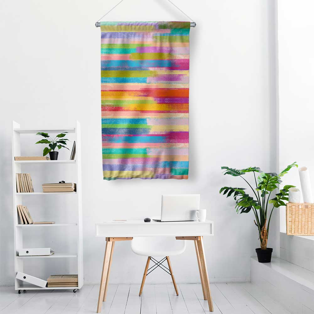 Renkli Çizgisel Soyut Sanat Duvar Flaması 4199