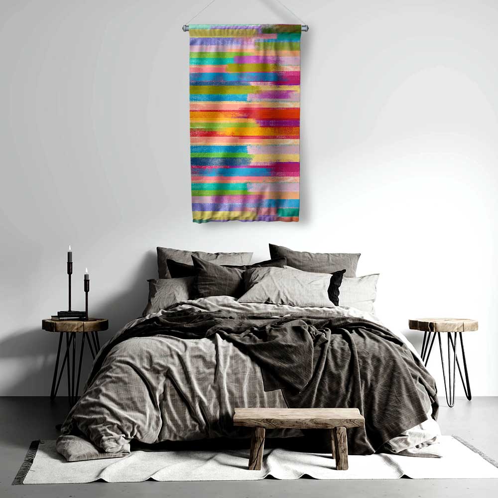 Renkli Çizgisel Soyut Sanat Duvar Flaması 4199