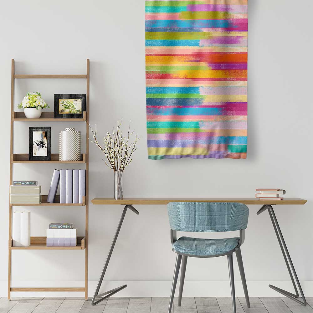 Renkli Çizgisel Soyut Sanat Duvar Flaması 4199