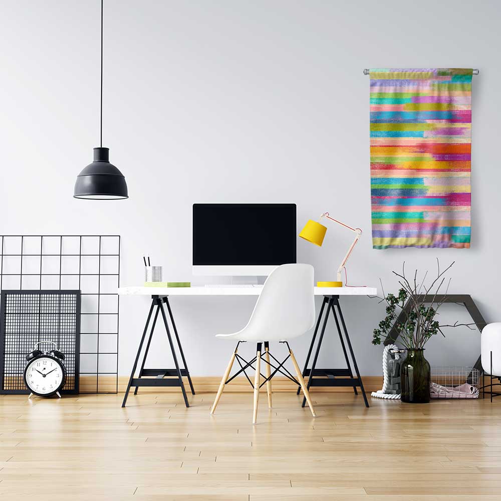 Renkli Çizgisel Soyut Sanat Duvar Flaması 4199