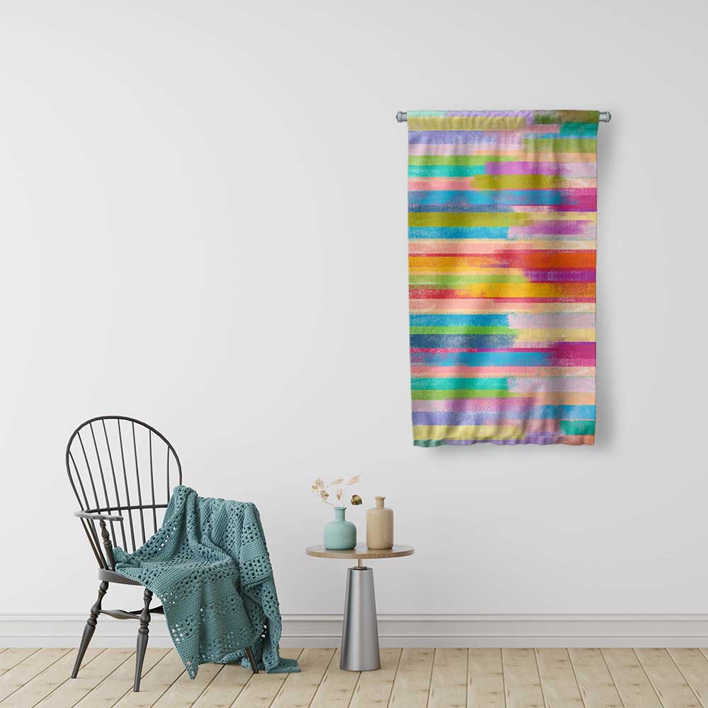 Renkli Çizgisel Soyut Sanat Duvar Flaması 4199