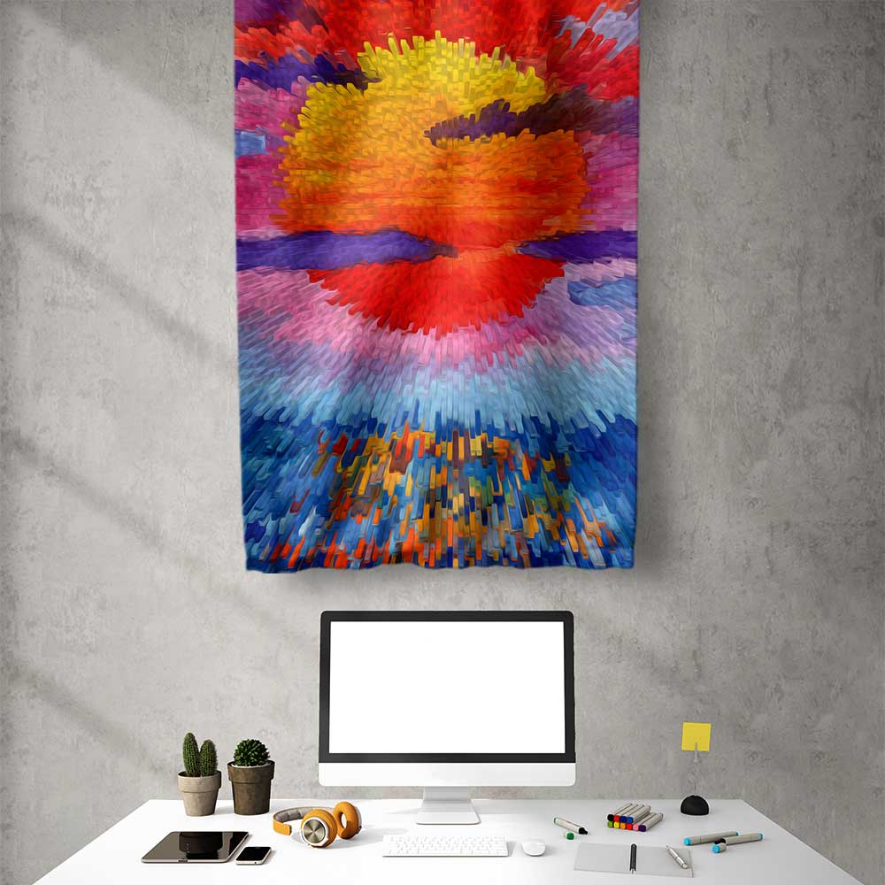 Ekspresif Renk Geçişli Gün Batımı Duvar Flaması 4452