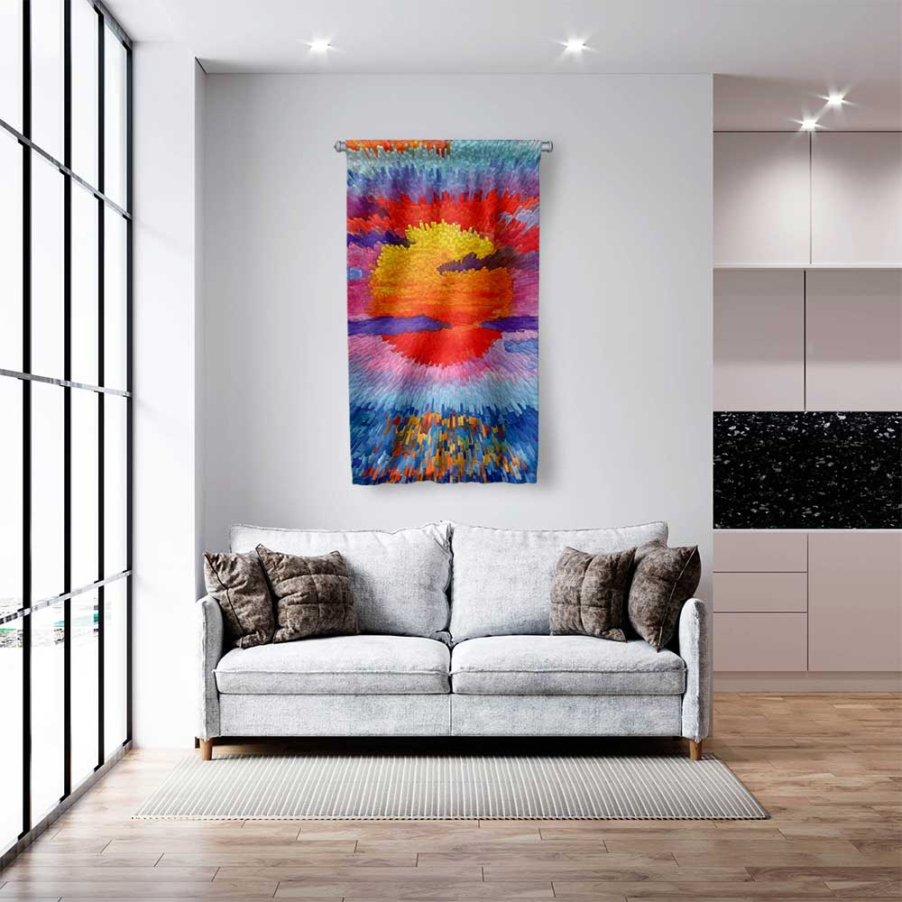 Ekspresif Renk Geçişli Gün Batımı Duvar Flaması 4452