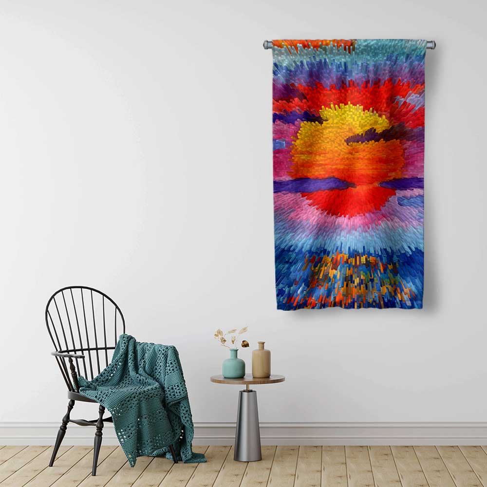 Ekspresif Renk Geçişli Gün Batımı Duvar Flaması 4452