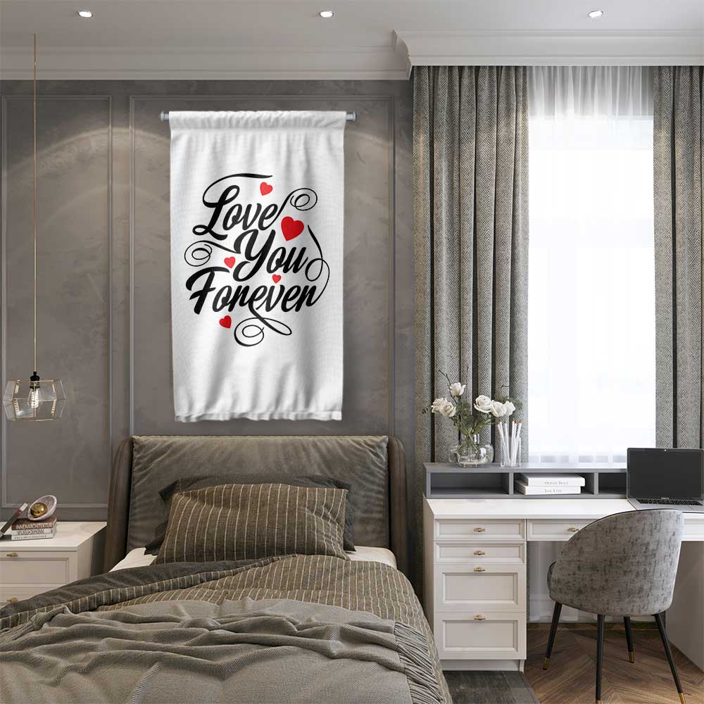 Love You Forever Yazılı Romantik Duvar Flaması 4553