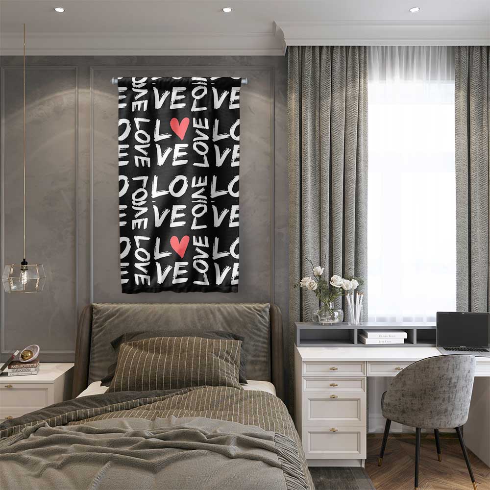 LOVE Tipografi Desenli Modern Romantik Duvar Flaması 4564