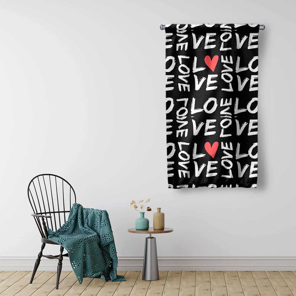 LOVE Tipografi Desenli Modern Romantik Duvar Flaması 4564