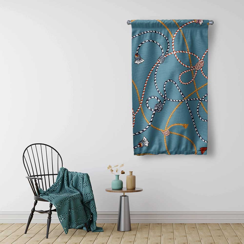 Halat ve Düğüm Desenli Marin Temalı Duvar Flaması 4657