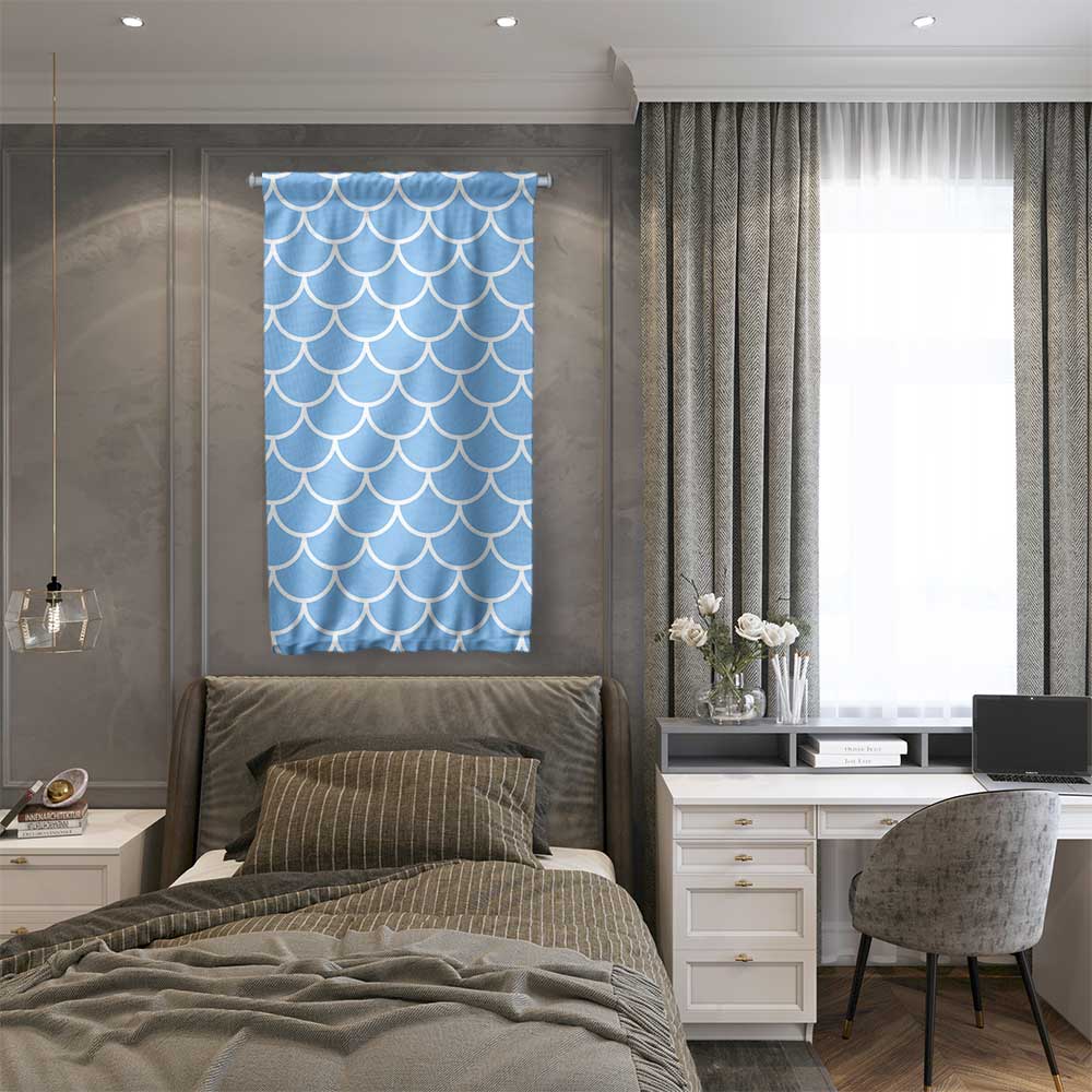 Mavi Dalga Desenli Marin Duvar Flaması 4662