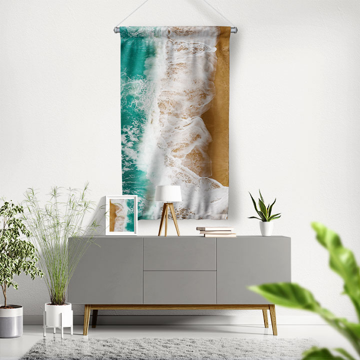 Sahil ve Dalgalar Temalı Duvar Flaması 4666