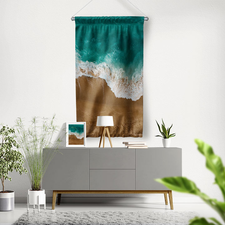 Sahil ve Dalgalar Temalı Duvar Flaması 4667