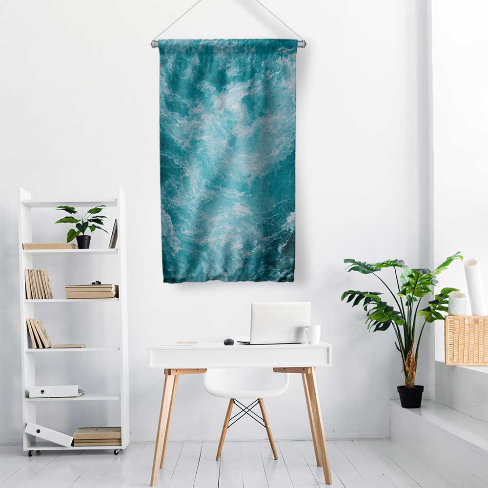 Derin Okyanus Dalgası Dokulu Duvar Flaması 4669