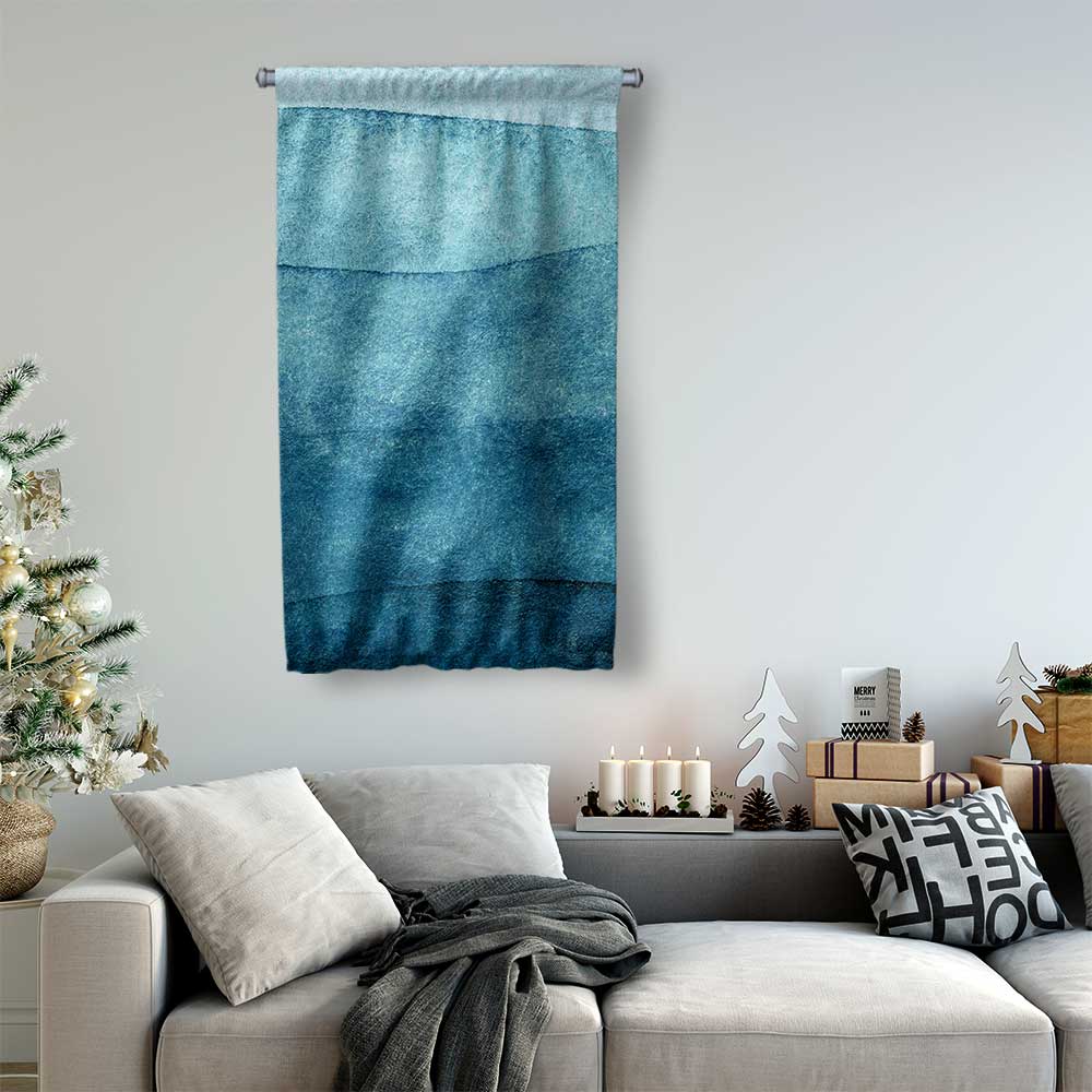 Katmanlı Mavi Su Dokulu Duvar Flaması 4671