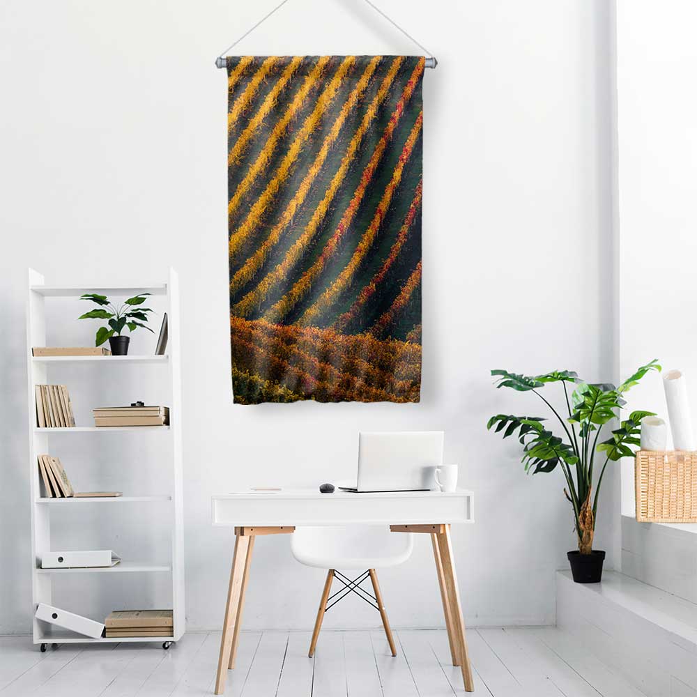 Sonbahar Tarla Desenli Kırsal Duvar Flaması 4765