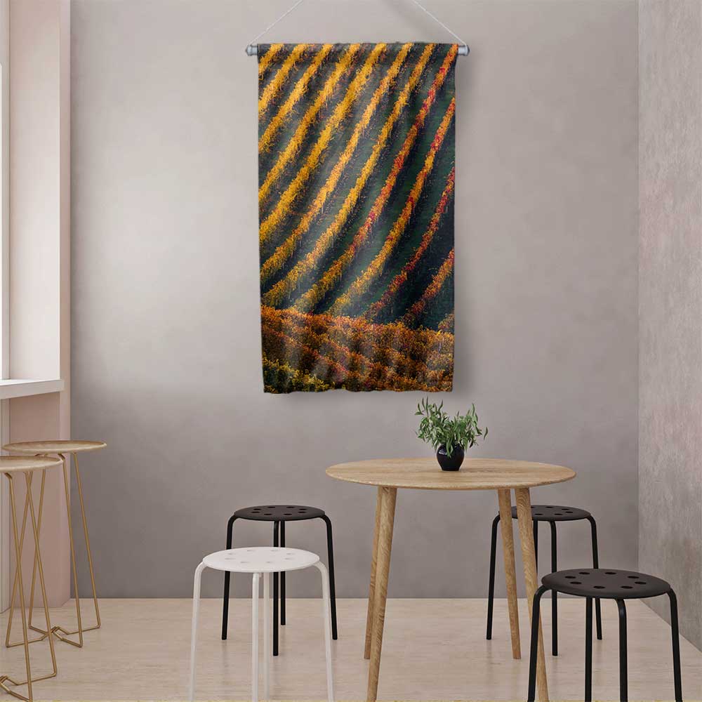 Sonbahar Tarla Desenli Kırsal Duvar Flaması 4765