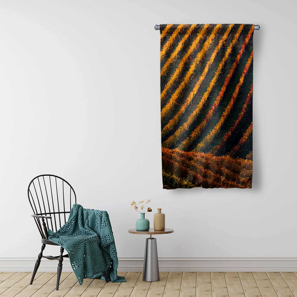 Sonbahar Tarla Desenli Kırsal Duvar Flaması 4765