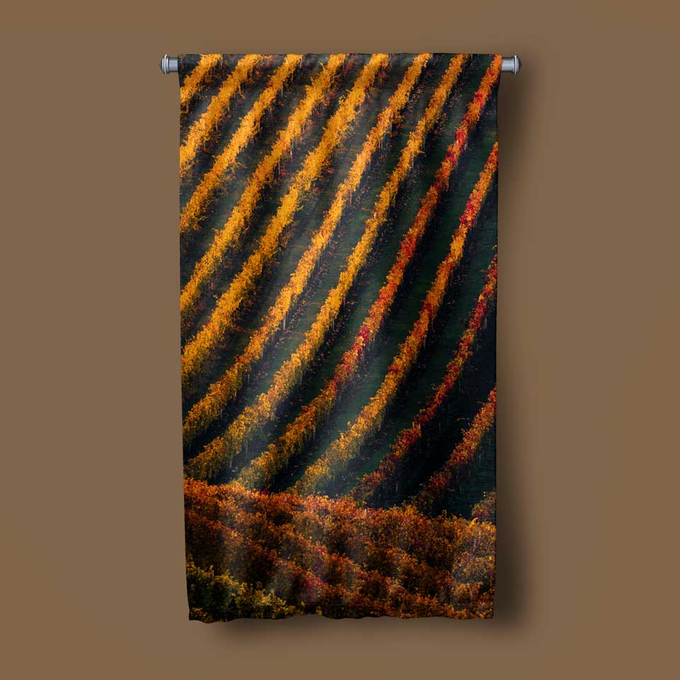 Sonbahar Tarla Desenli Kırsal Duvar Flaması 4765