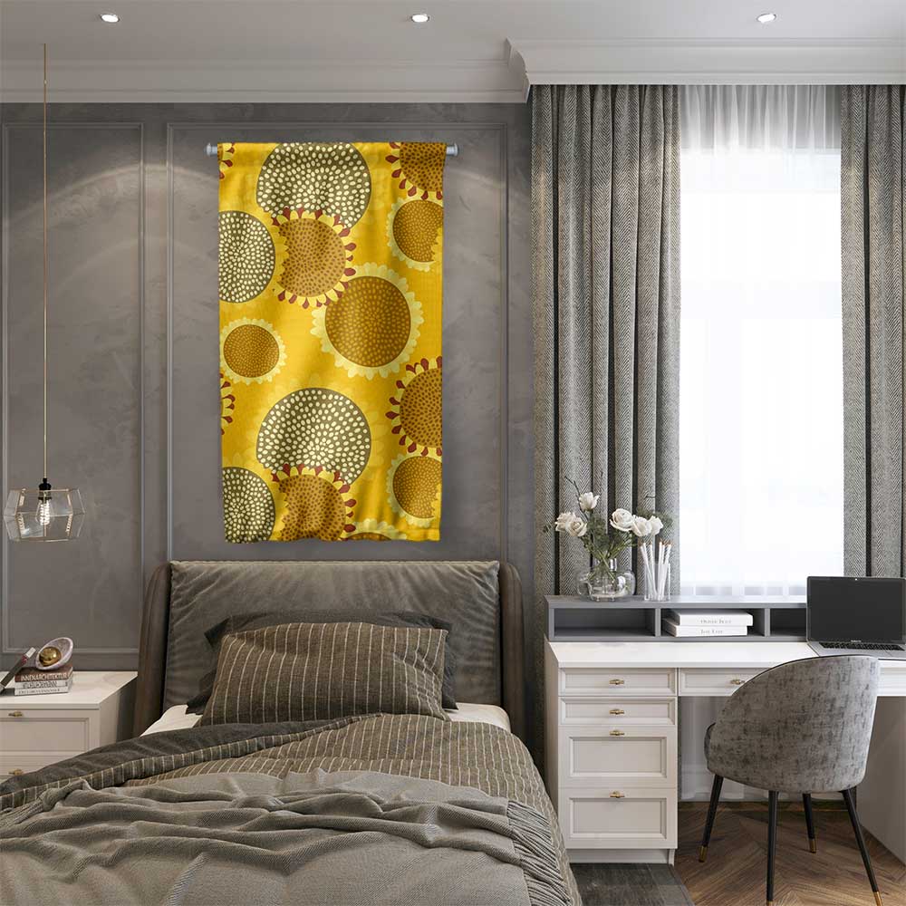 Sarı Ayçiçeği Desenli Modern Duvar Flaması 4773