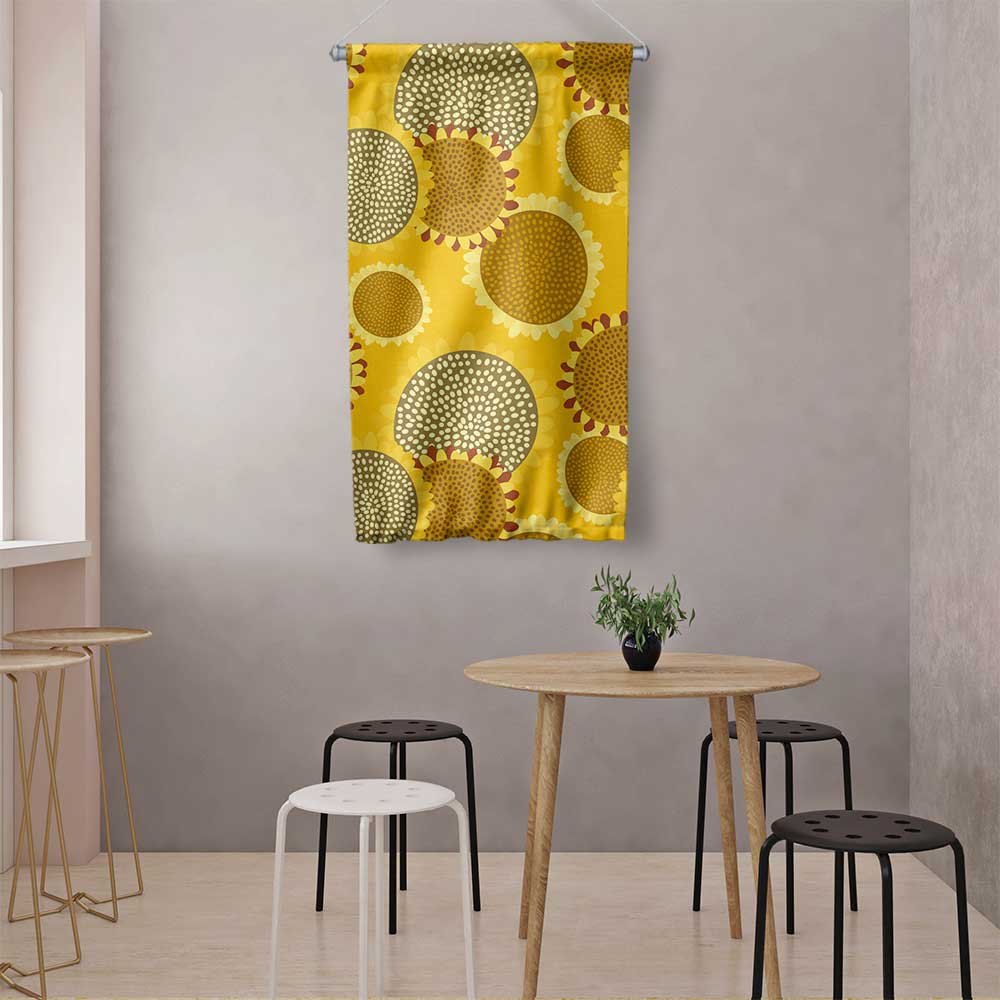 Sarı Ayçiçeği Desenli Modern Duvar Flaması 4773