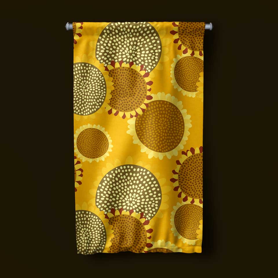 Sarı Ayçiçeği Desenli Modern Duvar Flaması 4773