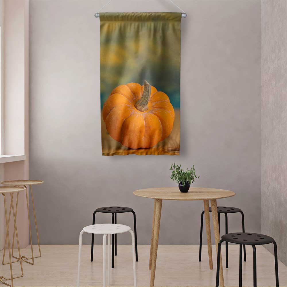 Turuncu Balkabağı Fotoğraflı Duvar Flaması 4774