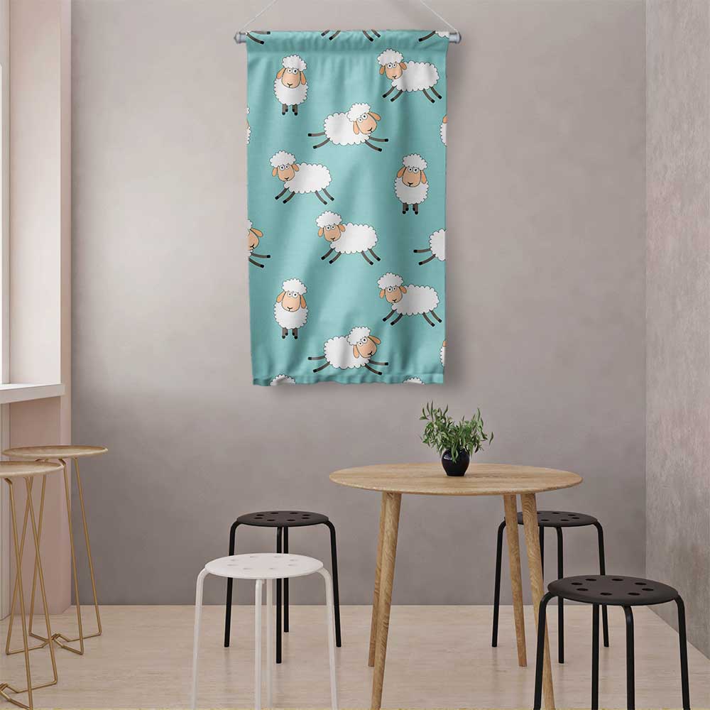 Sevimli Koyun Desenli Çocuk Odası Duvar Flaması 4778