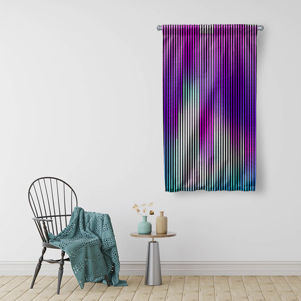 Dikey Neon Çizgiler Soyut Dijital Sanat Duvar Flaması 4886