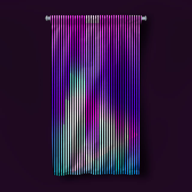 Dikey Neon Çizgiler Soyut Dijital Sanat Duvar Flaması 4886