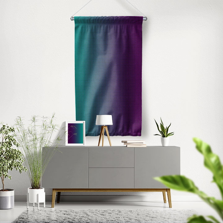 Geçişli Nokta Desenli Soyut Dijital Sanat Duvar Flaması 4887
