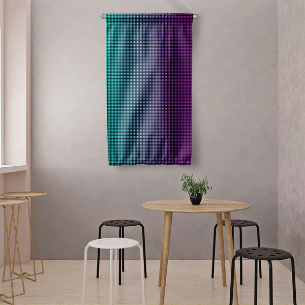 Geçişli Nokta Desenli Soyut Dijital Sanat Duvar Flaması 4887