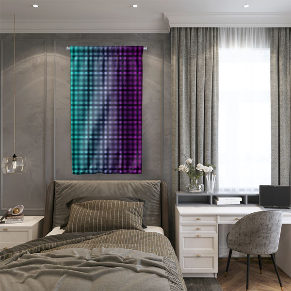 Geçişli Nokta Desenli Soyut Dijital Sanat Duvar Flaması 4887