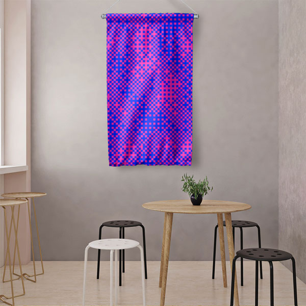 Piksel Kare Desenli Soyut Dijital Sanat Duvar Flaması 4888