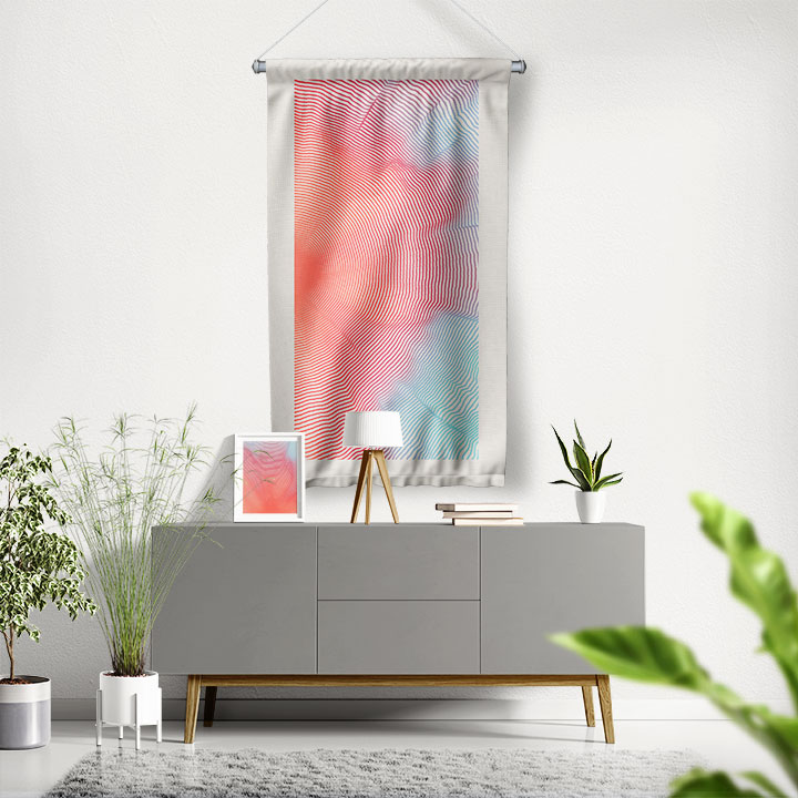 Akışkan Çizgili Soyut Dijital Sanat Duvar Flaması 4889