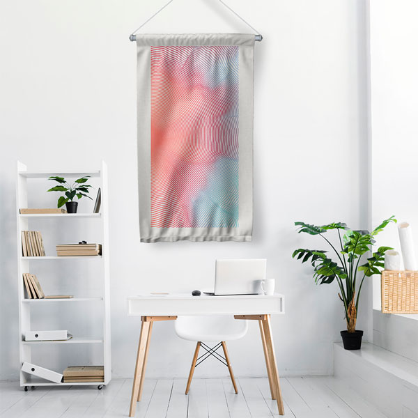 Akışkan Çizgili Soyut Dijital Sanat Duvar Flaması 4889