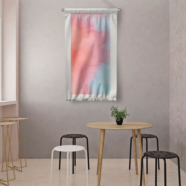 Akışkan Çizgili Soyut Dijital Sanat Duvar Flaması 4889