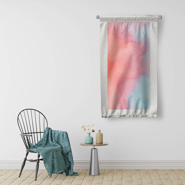 Akışkan Çizgili Soyut Dijital Sanat Duvar Flaması 4889