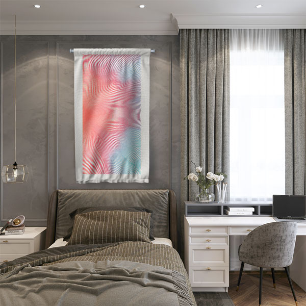 Akışkan Çizgili Soyut Dijital Sanat Duvar Flaması 4889