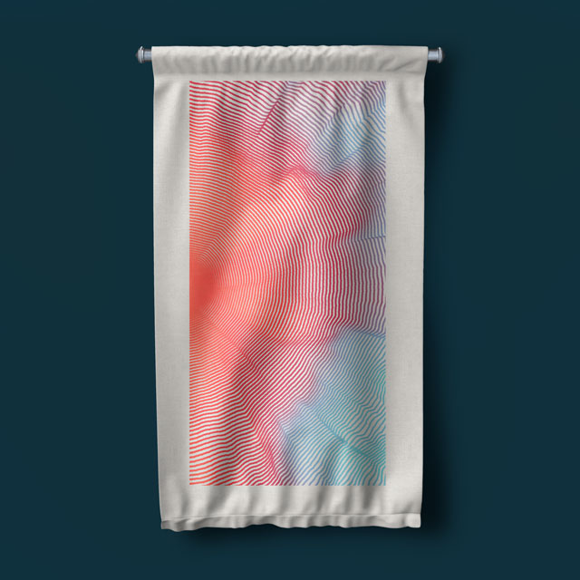 Akışkan Çizgili Soyut Dijital Sanat Duvar Flaması 4889