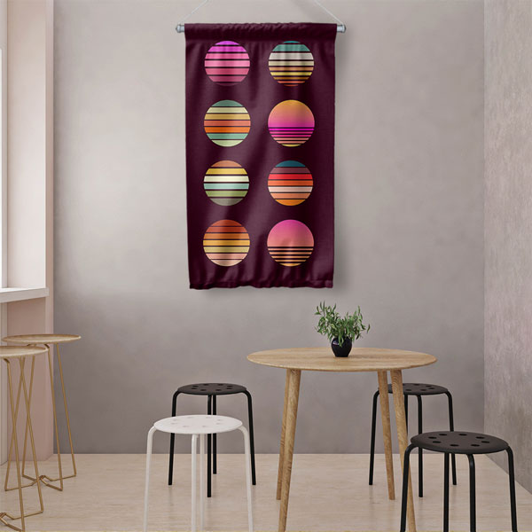 Geometrik Daireler Soyut Dijital Sanat Duvar Flaması 4890