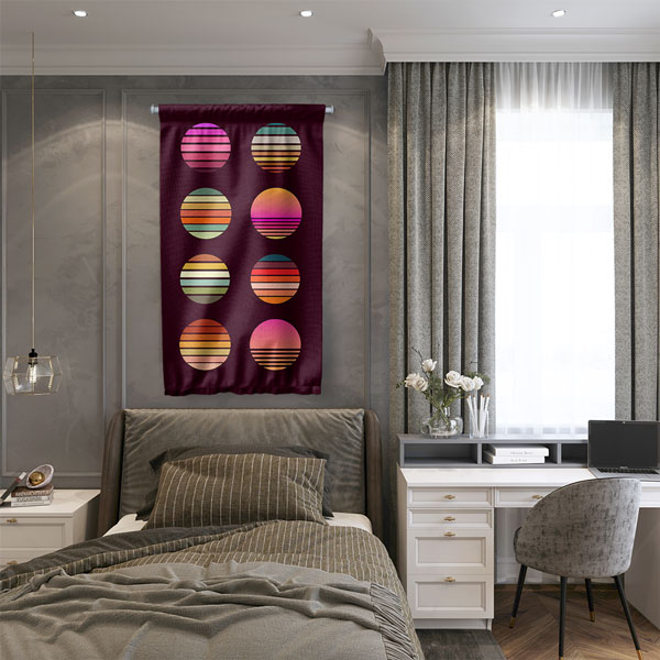 Geometrik Daireler Soyut Dijital Sanat Duvar Flaması 4890