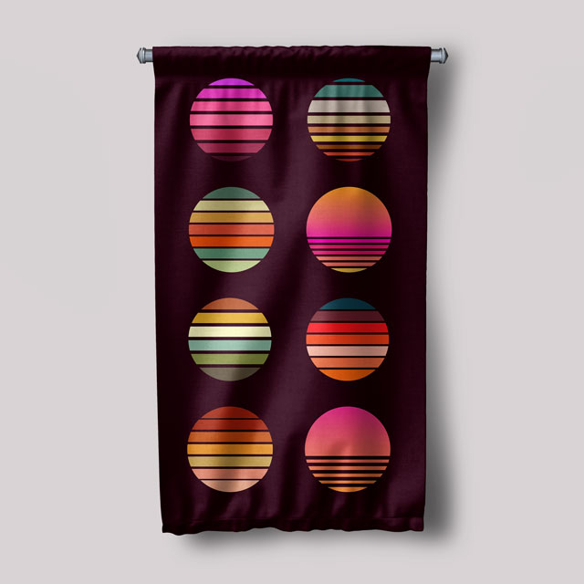 Geometrik Daireler Soyut Dijital Sanat Duvar Flaması 4890