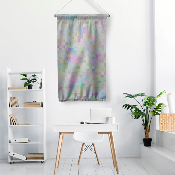 Pastel Mozaik Dijital Sanat Duvar Flaması 4892