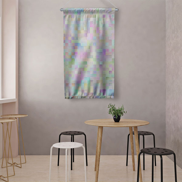 Pastel Mozaik Dijital Sanat Duvar Flaması 4892