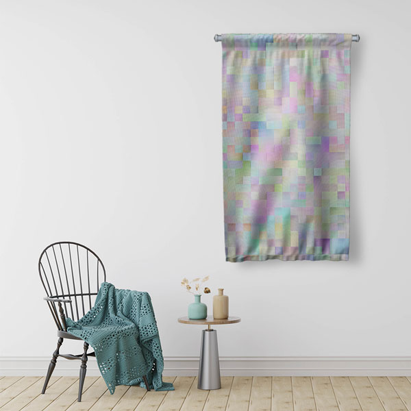 Pastel Mozaik Dijital Sanat Duvar Flaması 4892