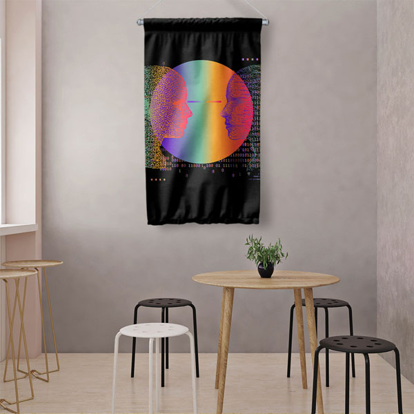 Dijital Yansıma Glitch Sanat Duvar Flaması 4893