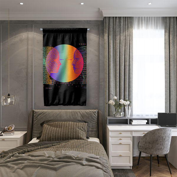 Dijital Yansıma Glitch Sanat Duvar Flaması 4893