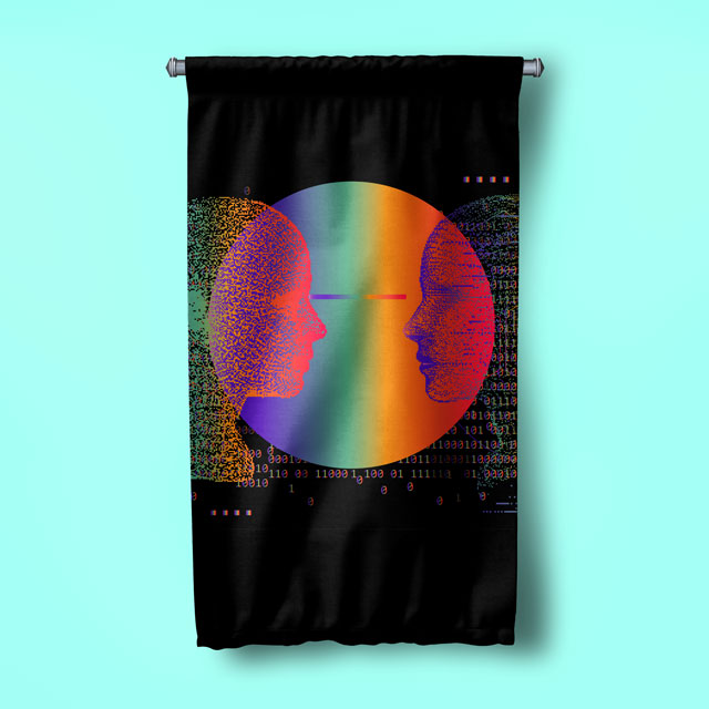 Dijital Yansıma Glitch Sanat Duvar Flaması 4893